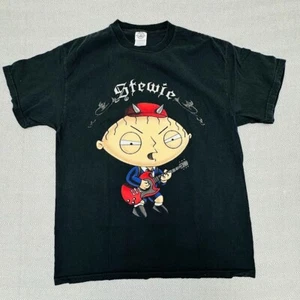 Family Guy Stewie Angus Young AC/DC Guitar T-Shirt Black Size Large Delta - Picture 1 of 7
