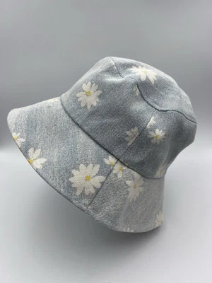 Sombrero cubo de jean estampado de margaritas tamaño ajustable Foto 1 de 4