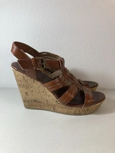 MOSSIMO Supply Co - Faux Leather Brown Cork Wedge Women's Sandals Sz 11 - Picture 1 of 10