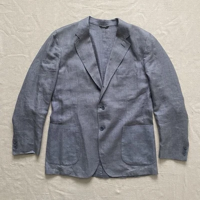 Loro Piana Blue Linen Cashmere Silk Blend Blazer Jacket IT 54 Men's US 44 - Image 1 of 4