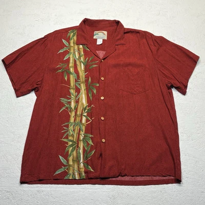 Camisa Paradise Found Para Hombre Talla XL Rojo Rayón Bambú Hawaiano Manga Corta Campamento Foto 1 de 4