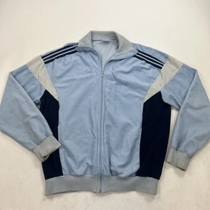 Vintage Adidas Ventex Blue Track Jacket Made France Distressed 70s 80s Medium - Picture 1 of 15