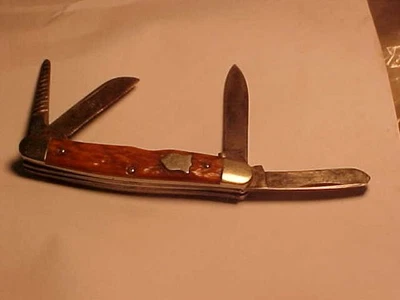 罕见老式 Camillus 螺旋冲孔口袋刀 4 刀片 — 第 1/4 张图片