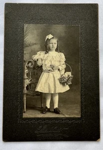 Antique Cabinet Card Beautiful Young Girl Basket, Banana Curls Lenhart Allentown - Picture 1 of 4
