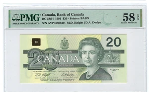 Canada 20 Dollars 1991 PMG 58 EPQ UNC BC-58d-i  Printer:BABNC - Picture 1 of 2