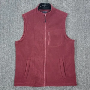 Chaleco polar GH Bass & Co para hombre mediano granate cremallera completa NUEVO - Imagen 1 de 13