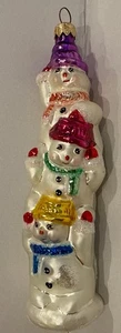 Christopher Radko Snowtem Pole Vintage Tres 3 Muñecos de Nieve Adorno de Navidad - Imagen 1 de 5