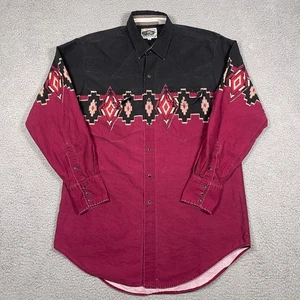 Vintage Cumberland Outfitters Shirt Mens XL Black Red Aztec Western Great Wear - Picture 1 of 7