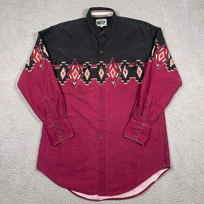 Vintage Cumberland Outfitters Shirt Mens XL Black Red Aztec Western Great Wear - Image 1 of 4