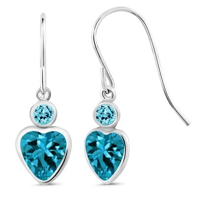 14K белое золото Лондон синий топаз и швейцарский синий топаз французская проволока подвеской крюк - Изображение 1 из 4