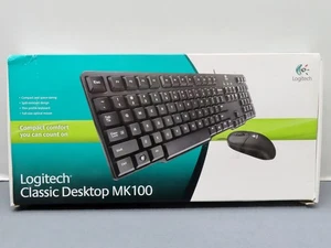 Logitech MK100 Classic Wired Desktop Keyboard + Mouse NEW in Box - Picture 1 of 5