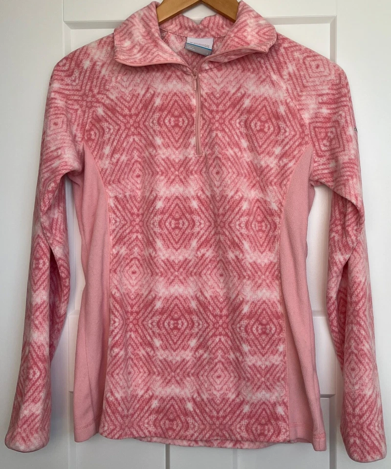 Columbia 1/4 Cremallera Jersey Vellón Capa Media Top Cálido Senderismo Aire Libre Rosa S Foto 1 de 4