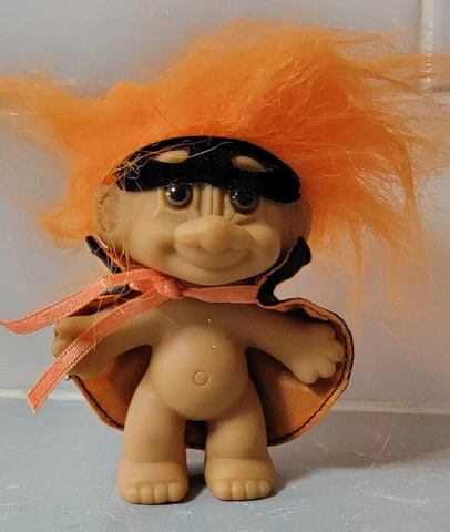 Halloween Mask Man 3" Russ Troll Doll w/ Cape Orange Hair Phantom Zoro Cover