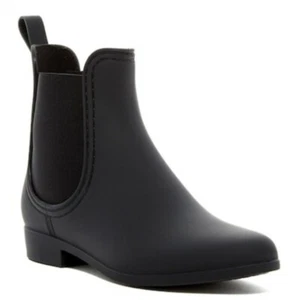 Bota Chelsea Jeffrey Campbell Forecast Impermeable Lluvia Tobillo Pull On Negra 9 - Imagen 1 de 5