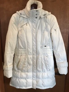 Women’s Sz Small Cole Haan Winter White Down Puffer Coat Winter Parka Quilted - Picture 1 of 16