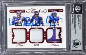 Moss, Carter & Jefferson Signed 2022 Panini Flawless #6 Card Auto 10 BAS Slabbed - Picture 1 of 2