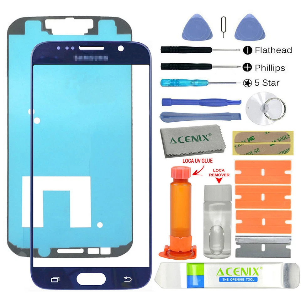 Samsung Galaxy S6 Replacement Screen Front Glass Outer Lens Repair Kit BLUE  - Image 1 of 4