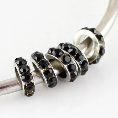 Silver Spacer Big Hole Charms Czech Crystal Beads 8mm Fit European Bracelet DIY — 第 1/4 张图片