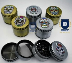 Duft SKULL Gold Silver 50mm Metal Hand Smoking Grinder 4 Part Square Teeth Mag - Picture 1 of 6