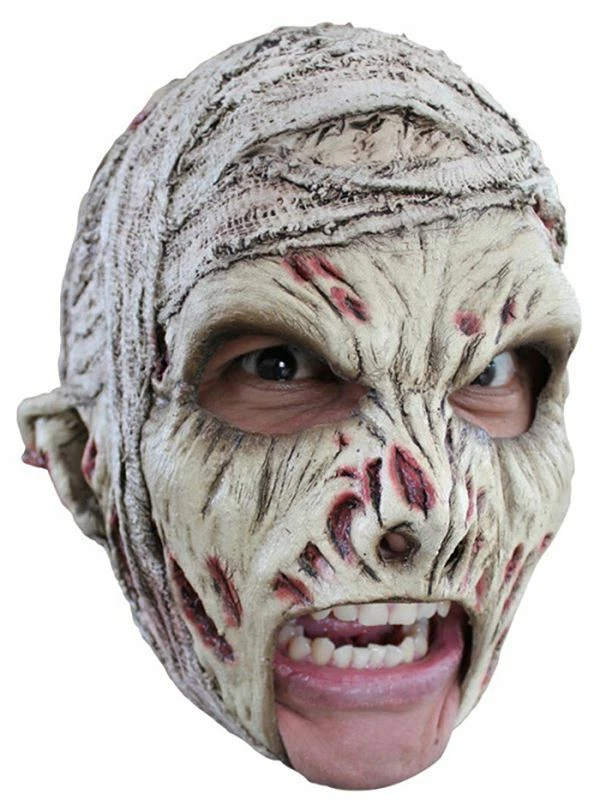 ZOMBIE MUMMY CHINLESS HEAD MASK WITH CHINSTRAP LATEX HORROR HALLOWEEN - Image 1 of 1