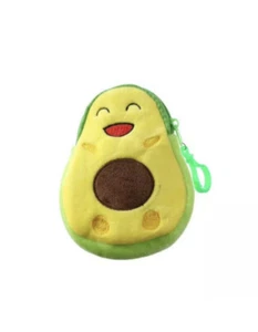 Soft Plush Avocado Cartoon Coin Purse Lt Green Mini Bag Emoji Zipper Wallet 🥑 - Picture 1 of 12