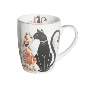 NEW Cat Couple Embossed Mug 400CC Tea Coffee Cup Fine Bone China Gift - Picture 1 of 1