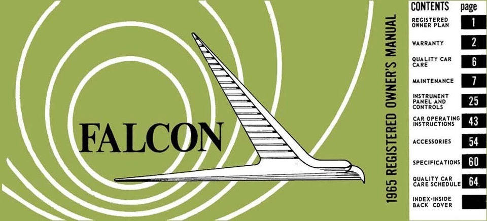 1965 Ford Falcon Owners Manual User Guide Reference Operator Book Fuses Fluids - Image 1 of 1