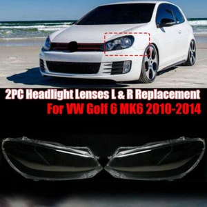 2× Für VW Golf 6 Mk6 2010-2014 Scheinwerferglas Streuscheibe Linsen Links+Rechts - Picture 1 of 11
