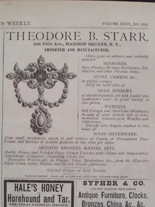 Joyería Theodore B Starr Madison Square New York Harper’s impresión semanal 1882 #3 - Imagen 1 de 2