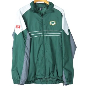 Reebok NFL Team Apparel Green Bay Packers Windbreaker Jacket - Size L Full Zip - Picture 1 of 9