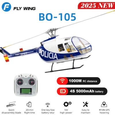 Flywing BO105 Hubschrauber M10N GPS Simulated Polizeiflugzeug BO 105 Helicopter - Bild 1 von 4