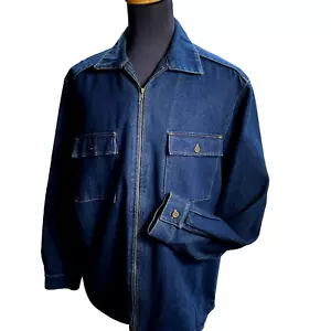 Vintage Smarter Clothing Denim Coverall Jacket Size XL Zip front Chest pockets - Picture 1 of 12