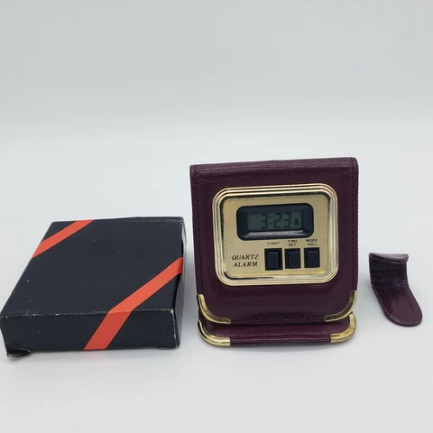 Vintage Cummins Engine Co Quartz LCD Digital Travel Alarm Clock Battery Operated Cover