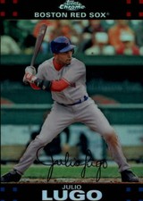 2007 Topps Chrome Refractors Boston Red Sox Baseball Card #7 Julio Lugo