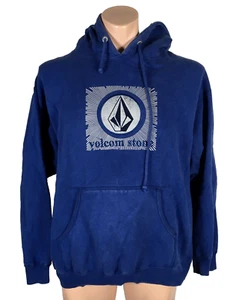 Volcom Hoodie Skateboard Skate y2k 90s Vintage Patches Sweatshirt Blue Faded M - Picture 1 of 7