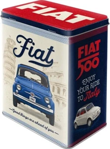 Lata con tapa grande estilo retro vintage - FIAT 500 Good Things almacenamiento elegante - Imagen 1 de 4