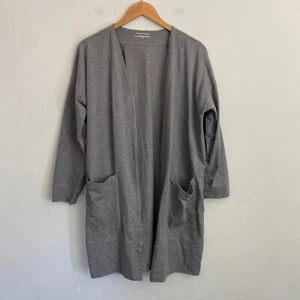 Eileen Fisher Cardigan Women Size Large Gray Long Sleeve Organic Cotton - Picture 1 of 16