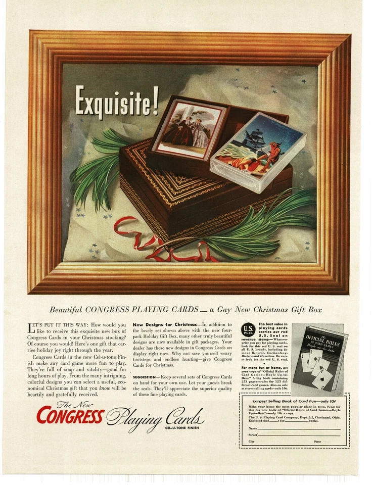 1939 Congress Playing Cards Victorian Ladies Vintage Print Ad - Image 1 of 1