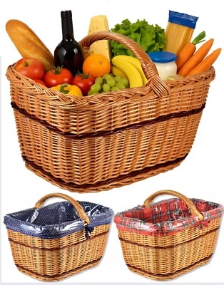 Einkaufskorb #STARK&GROß# Weidenkorb WIKLER Autokorb Weide Stoff Einlage Korb  - Bild 1 von 4
