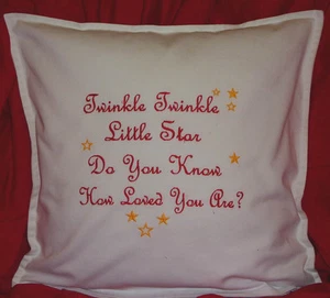 Baby Nursery Twinkle Twinkle Little star Personalised embroidered cotton cushion - Picture 1 of 1