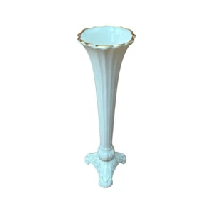 Lenox 7 1/2" Bud Vase - Ivory w/ Gold Trim & Tripod Foot - Made In U.S.A. - Picture 1 of 5
