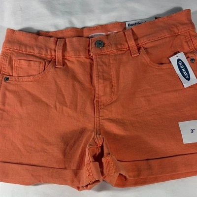 Pantalones cortos vaqueros Old Navy para mujer naranja brillante Boyfriend con puños delanteros planos - talla 2 Foto 1 de 4