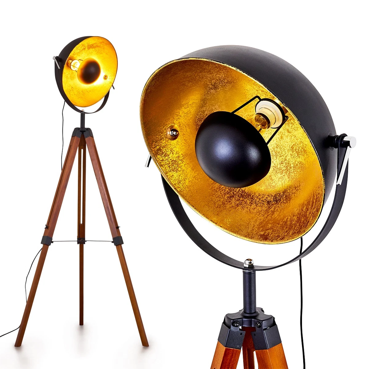 Stehleuchte 3-Bein Stativleuchte Textil Schwarz Stehlampe Wohnzimmer Mit Schalter Metallgestell 1x E27 Dxh 54 X 160 Cm 45923889