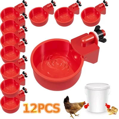 12x Chicken Automatic Watering Cups, Drinker Waterer, for Duck Quail Hen Poultry - Image 1 of 4