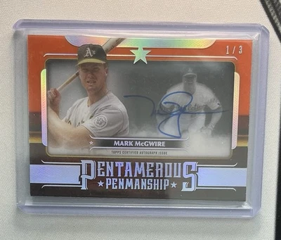 2023 Topps Five Star Mark McGwire Pentamerous Penmanship Auto Orange /3 #PP-MM - Image 1 of 2