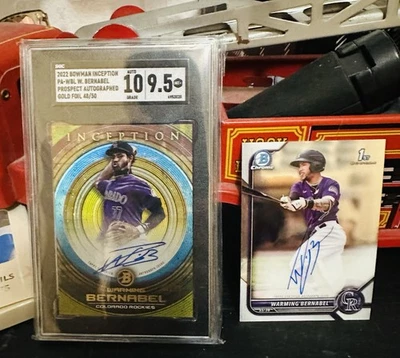 2022 Bowman Inception Warming Bernabel Auto. /50 Gold Foil SGC 9.5 & 1st Bowman! - Image 1 of 3