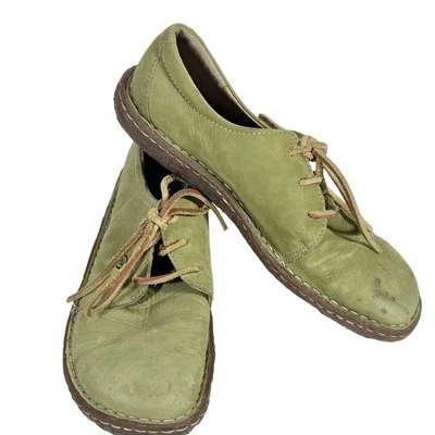 Zapatos Oxford BORN Mujer 8.5 Artesanales Verde Gamuza Cuero Derby Usados Foto 1 de 4