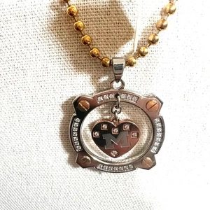 C*Note NWT Stainless Steel Pendant Heart Necklace Initial M Monogram $110  - Picture 1 of 12