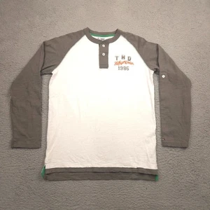 Tommy Hilfiger Men’s Henley Shirt XL White Gray Long Sleeve Cotton Graphic Logo - Picture 1 of 10