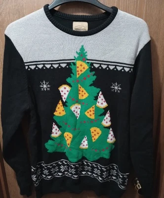 Pizza Slice Slices Christmas Tree Ugly Sweater Holiday Funny White Elephant L - Image 1 of 4